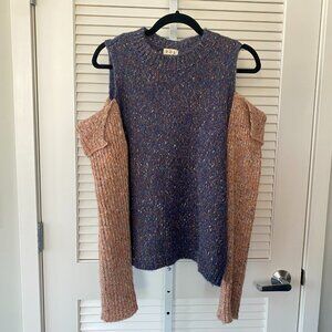 POL Cold Shoulder Cutout Soft Knit Pullover Sweater, Purple Lilac, Size S